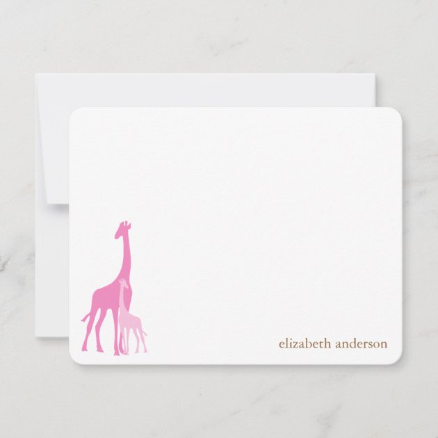 Mom and Baby Giraffe Flat Thank You Cards