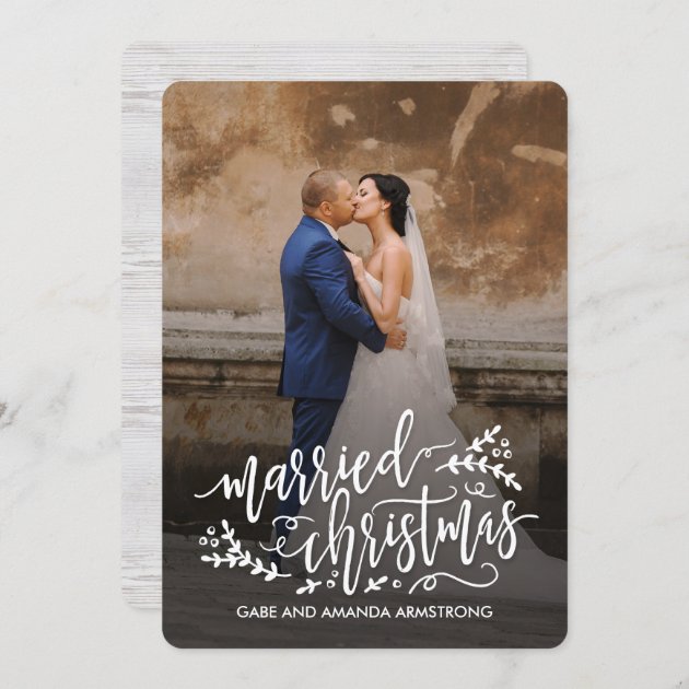 Married Christmas Newlyweds Holiday Photo Cards