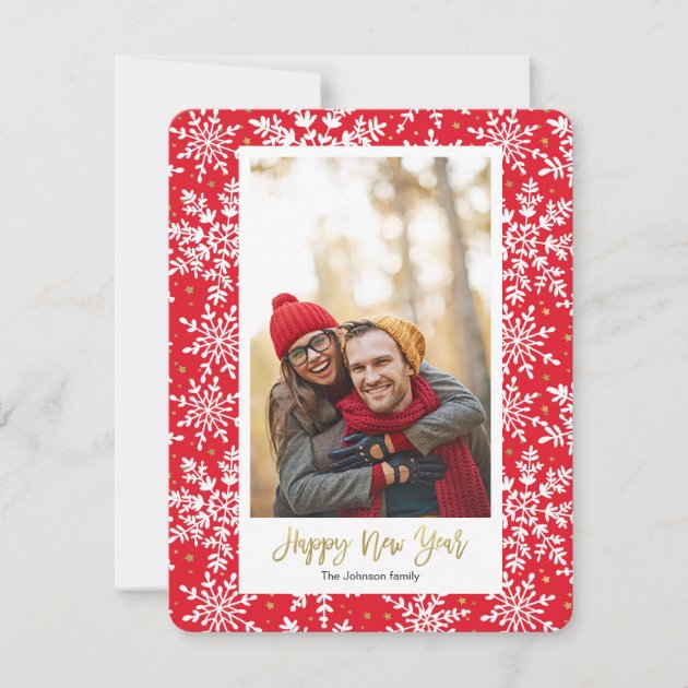 New Year Holiday | Snowflakes | Photo Card