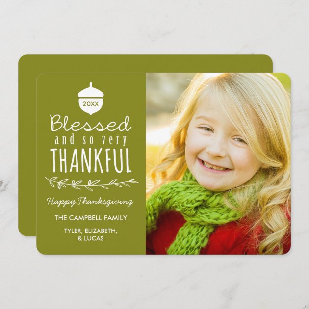 Blessed And Thankful Thanksgiving Photo Card