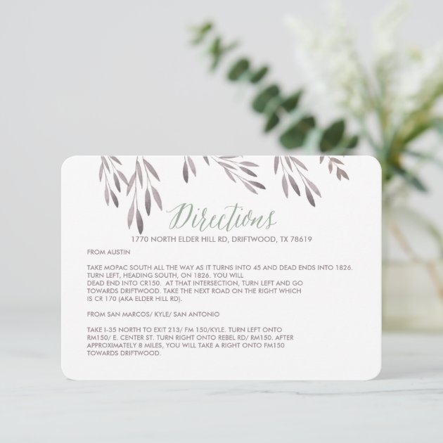 A Wildflower Wedding Directions Enclosure Card