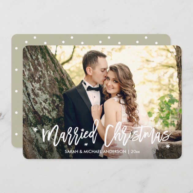 Newlyweds Married Christmas Overlay Script Photo Holiday Card