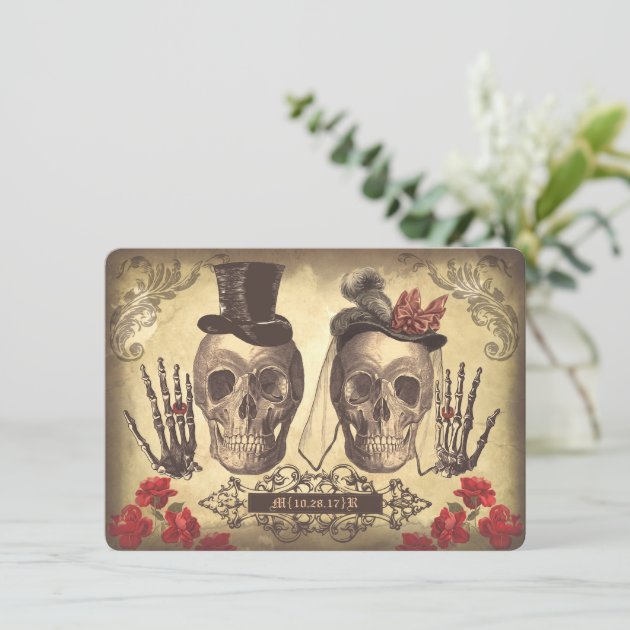 Gothic Skulls Day Of The Dead Save The Date Cards