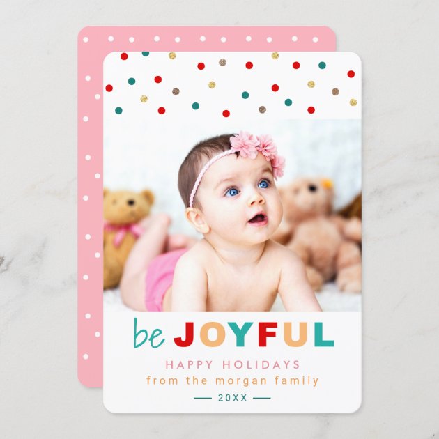 Be Joyful Confetti Dots Holiday Baby Kids Photo