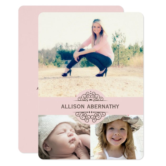 Lovely Then And Now Photo Graduation Party | Pink Card