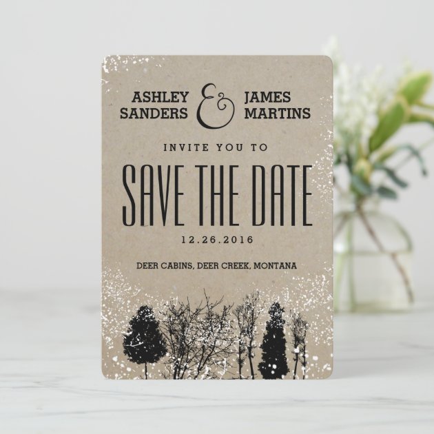 RUSTIC WINTER TREE SAVE THE DATE