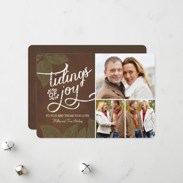 Vintage Leaves Holiday Photo Card