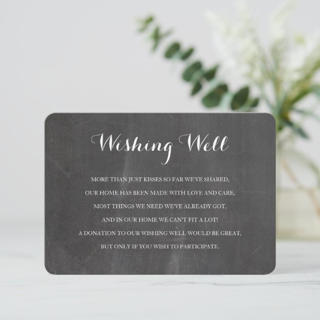 Chalkboard Rustic Wishing Well Wedding Insert Card