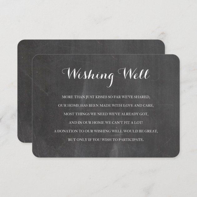 Chalkboard Rustic Wishing Well Wedding Insert Card