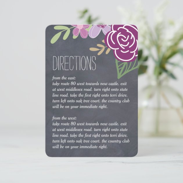 Radiant Florals Wedding Directions Cards