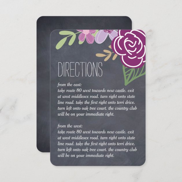 Radiant Florals Wedding Directions Cards