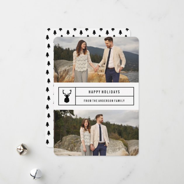 Simple Stag In White Holiday Invitation