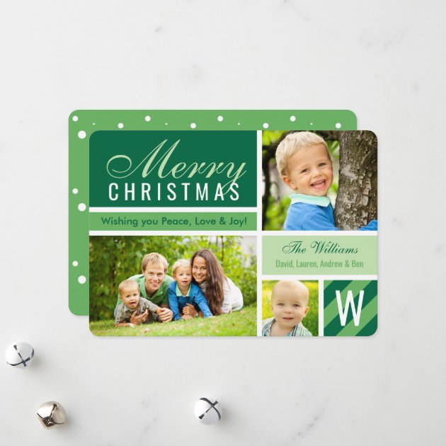 Merry Christmas | Green Photo Card Collage