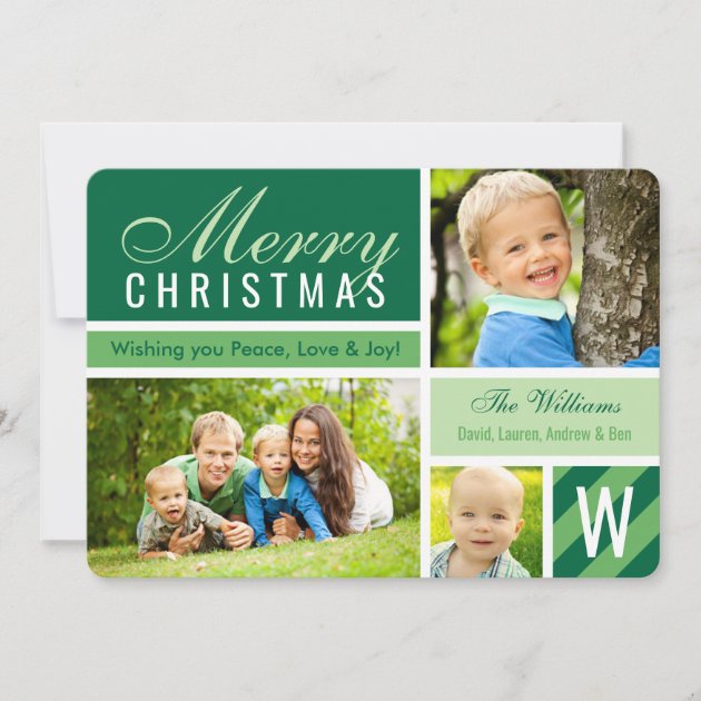 Merry Christmas | Green Photo Card Collage