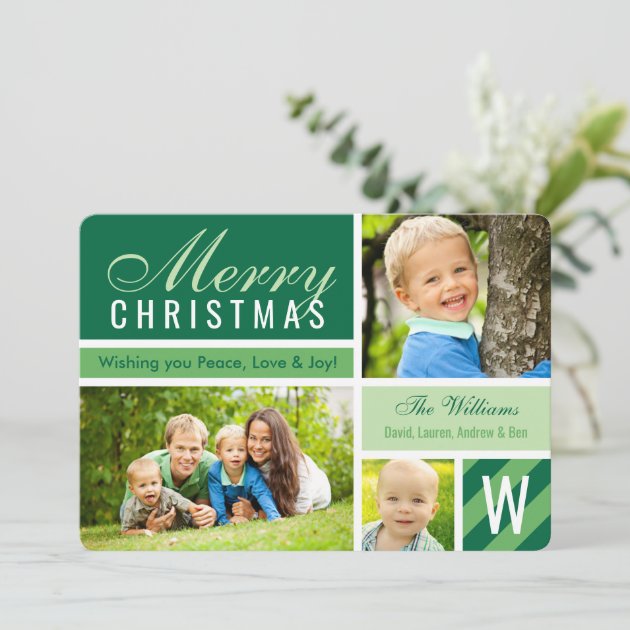 Merry Christmas | Green Photo Card Collage