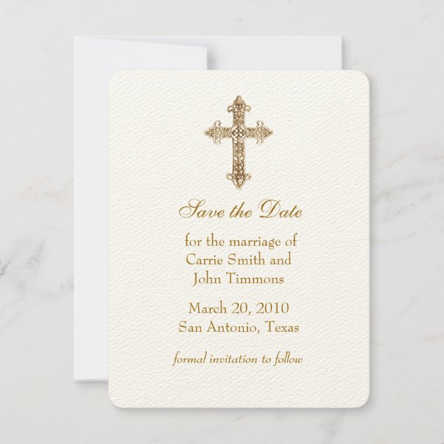 Save the Date with Gold Cross