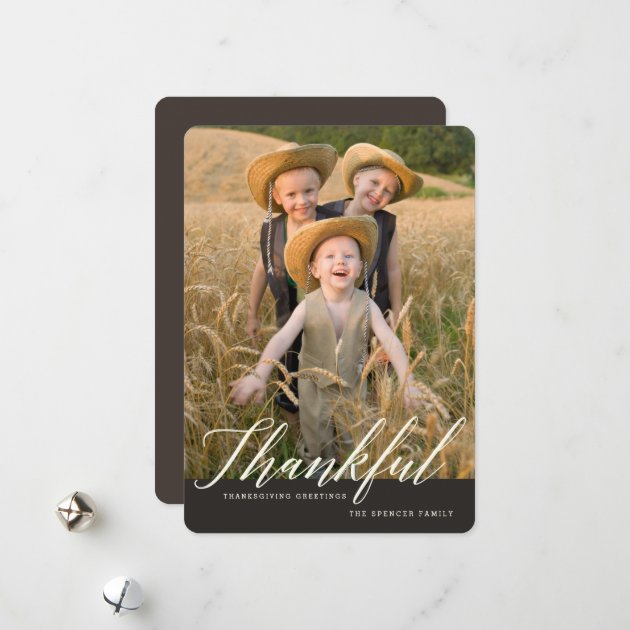 Thankful Autumn Thanksgiving Photo Greeting Holiday Card