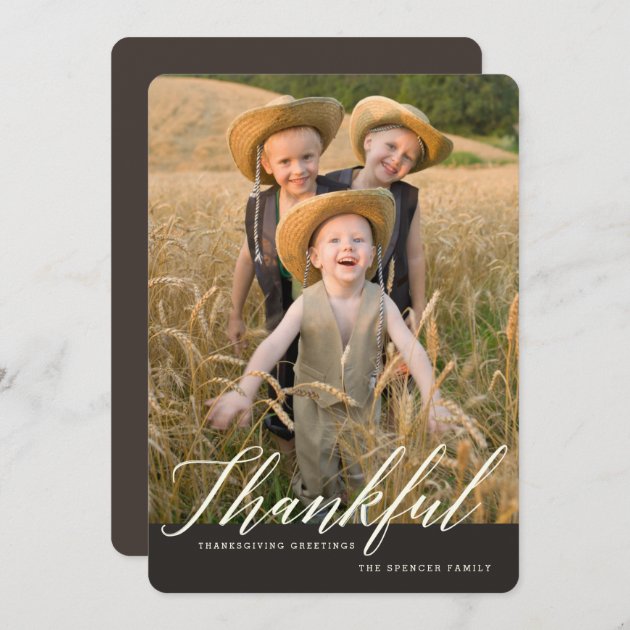 Thankful Autumn Thanksgiving Photo Greeting Holiday Card