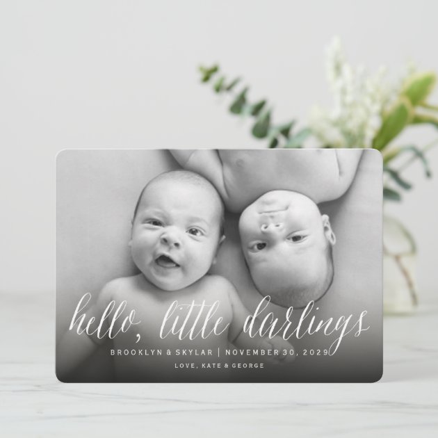 Hello Little Darlings Multiples Birth Announcement