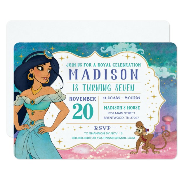 Princess Jasmine and Abu Enchanted Birthday Invitation