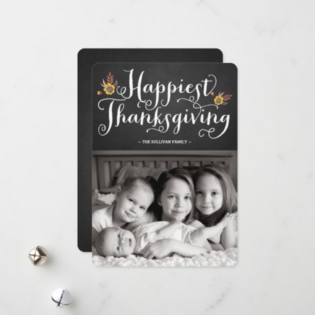 Rustic Chalkboard Happiest Thanksgiving Card