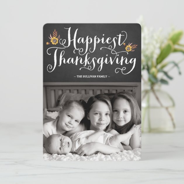 Rustic Chalkboard Happiest Thanksgiving Card