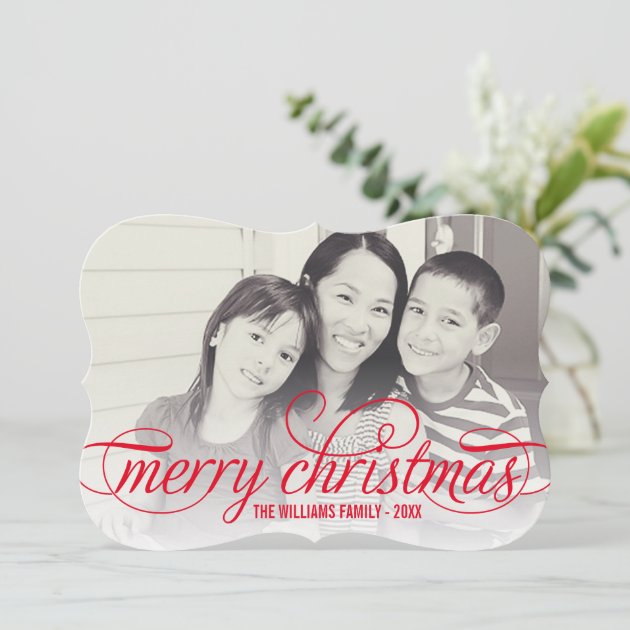 Merry Christmas Photo Card | Red Script Overlay