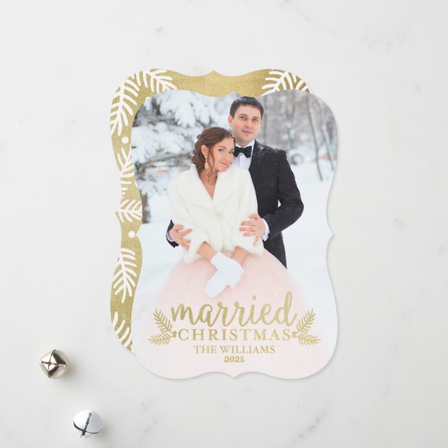 Gold Married Christmas | Holiday Photo Card