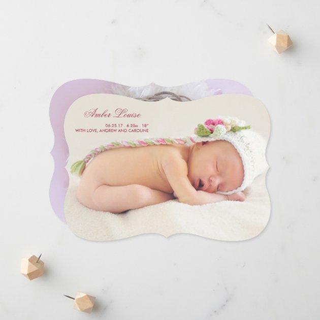 Double Sided Photo Birth Announcement For Girl