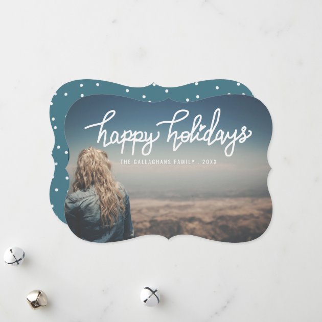 Happy Holidays White Handwritten Script | Photo Holiday Card