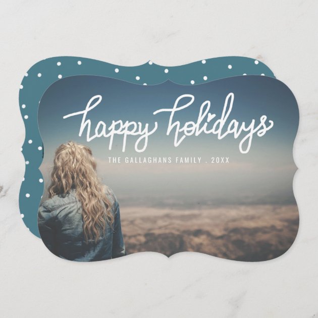 Happy Holidays White Handwritten Script | Photo Holiday Card