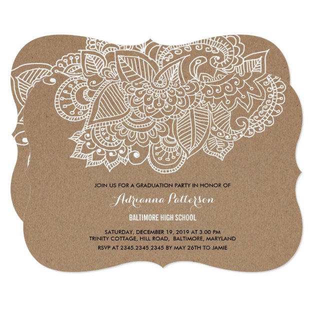 Graduation Party | Rustic Paisley Pattern Invitation