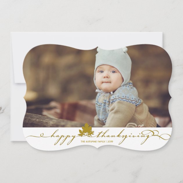 Thanksgiving Leaves Simple Flourish Photo Card