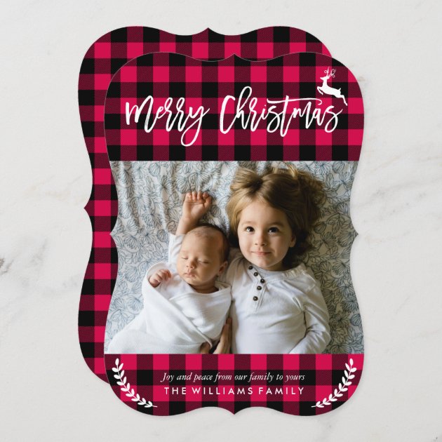 Cozy Plaid Pattern Christmas Photo Holiday Card