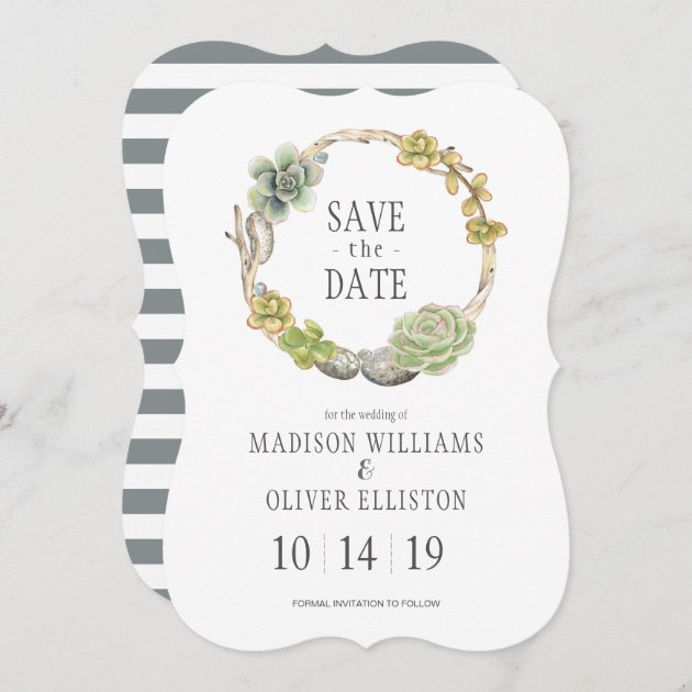 Succulents, Twigs And Stones | Save The Date