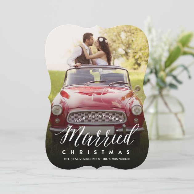 Mr & Mrs Married 1st Christmas Holiday Photo Card