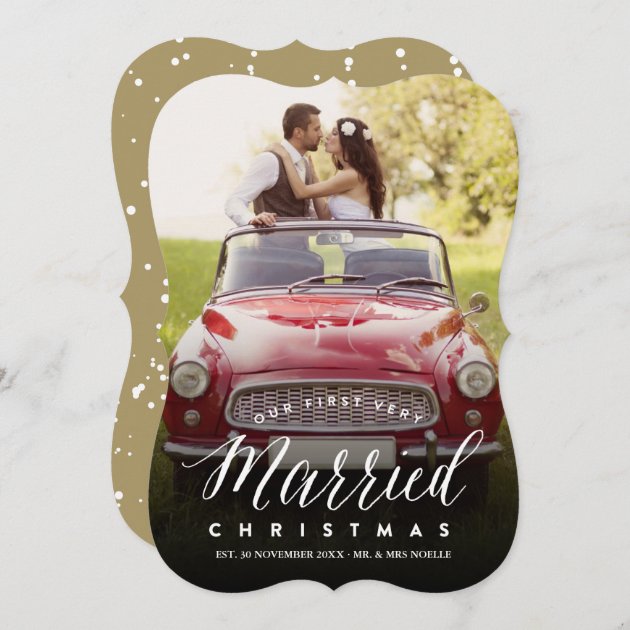 Mr & Mrs Married 1st Christmas Holiday Photo Card