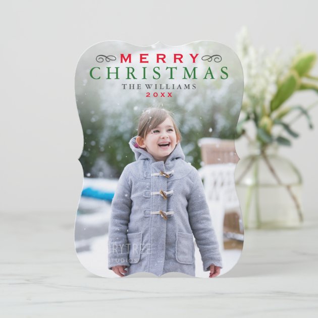 Merry Christmas Photo Card | Classic Red And Green