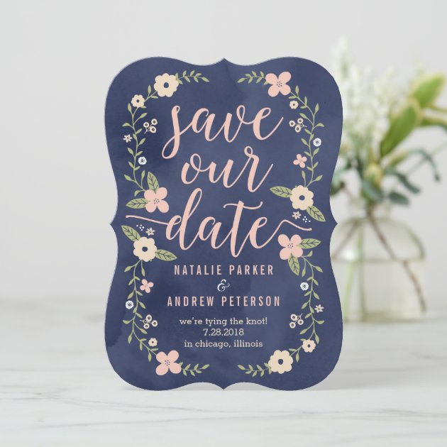 Floral Beauty Editable Color Save The Date Card