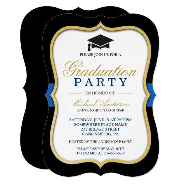 Gold Bracket Frame Modern 2018 Graduation Party Card