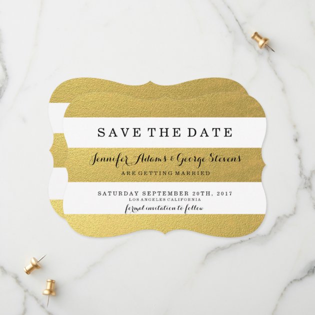CHIC GOLD STRIPES SAVE THE DATE