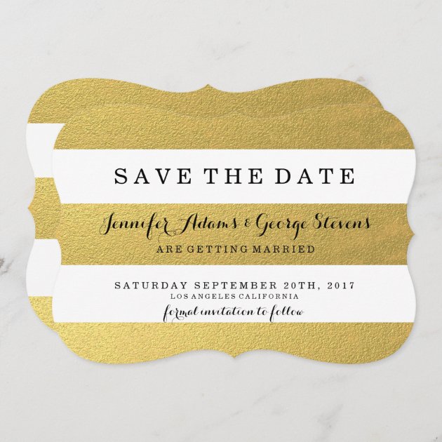 CHIC GOLD STRIPES SAVE THE DATE
