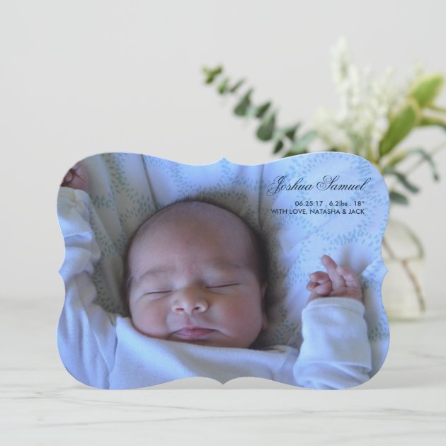Double Sided Photo Birth Announcement For Boy