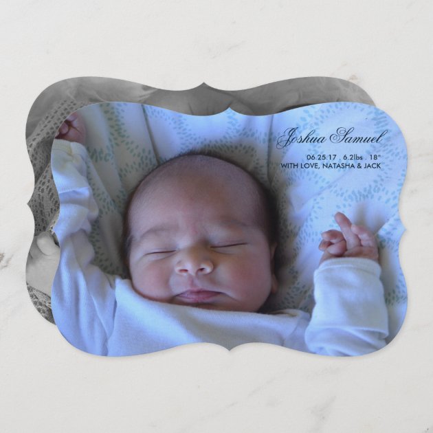 Double Sided Photo Birth Announcement For Boy
