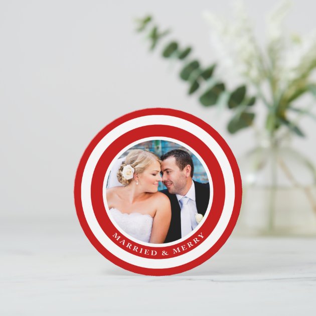 Married And Merry Holiday Photo Card / Red
