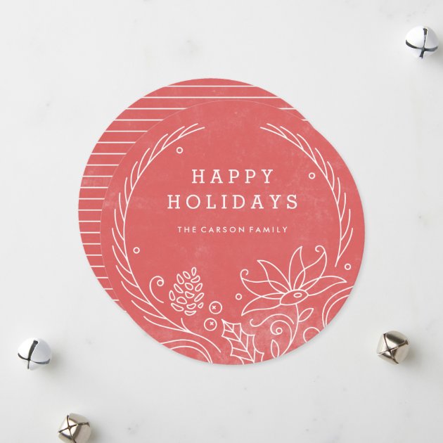Floral Wreath Holiday Invitation - Holly