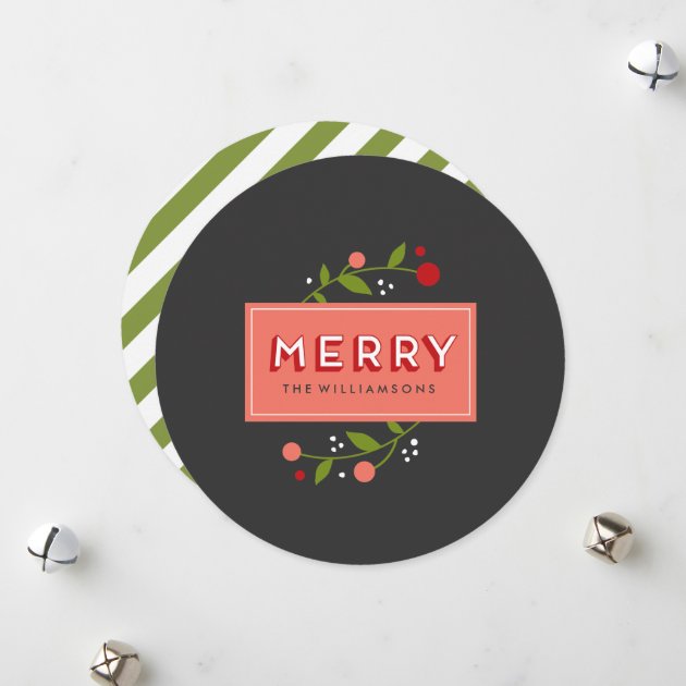 Merry Berries Floral Ornament Holiday Card
