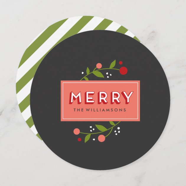 Merry Berries Floral Ornament Holiday Card