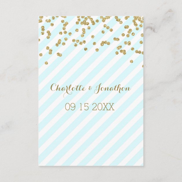 Blue Gold Stripes Wedding Direction Cards