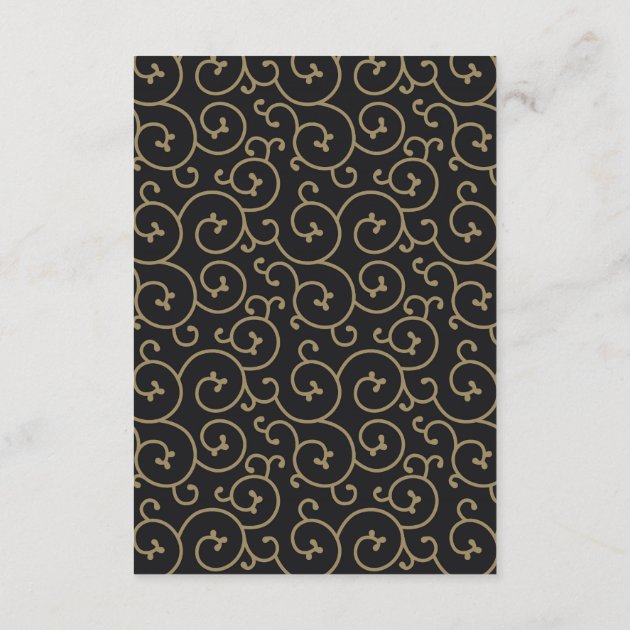 Elegant Black And Gold Swirl Accommodations Enclosure Card